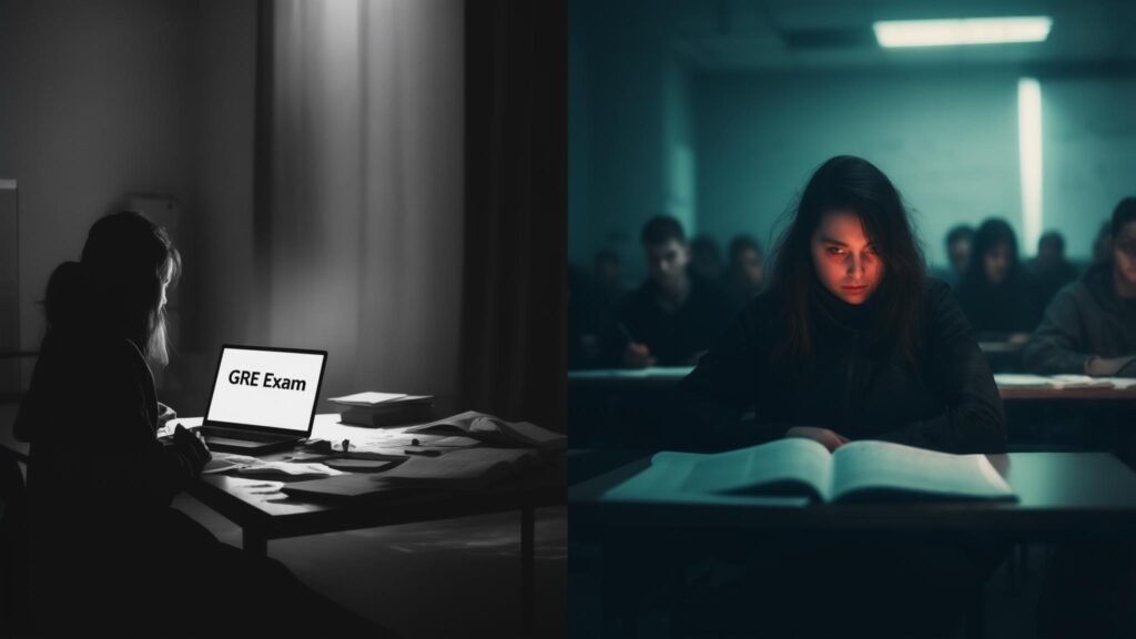 Is it better to take the GRE at home or in person?